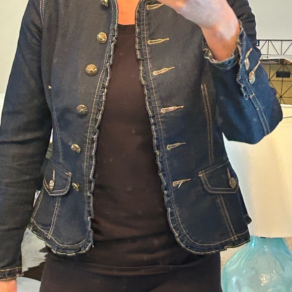 Rare Baccini Military Jean Jacket with stunning Details! - Picture 10 of 14